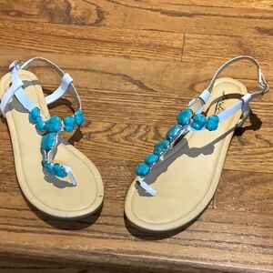 Stylish Women's Sandals with Turquoise Accents